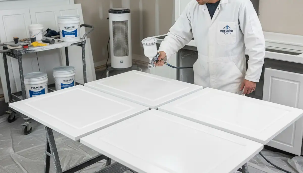 Professional cabinet painting in Milwaukee, WI kitchen with smooth refinished wood surfaces