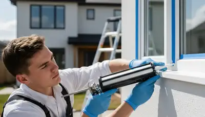 Professional caulking and sealing on home exterior by expert painters in Milwaukee, WI