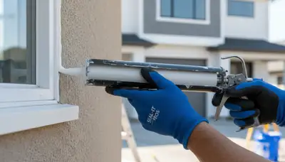 Professional caulking and sealing on Milwaukee, WI home exterior for weather and moisture protection
