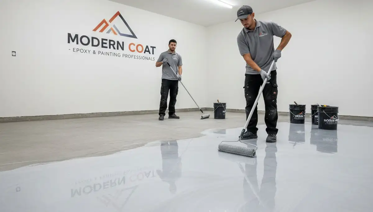Professional epoxy floor coating in Milwaukee WI garage by local house painting experts