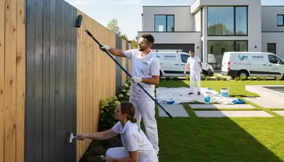 Professional fence painting in Milwaukee, WI by expert house painters protecting wood from winter weather