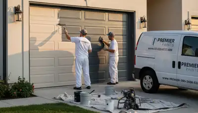 Professional garage door painting in Milwaukee WI by expert local house painters for lasting curb appeal