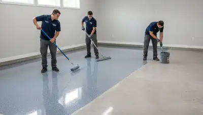 Durable epoxy garage floor coating by Milwaukee WI house painters for lasting, salt-resistant finish