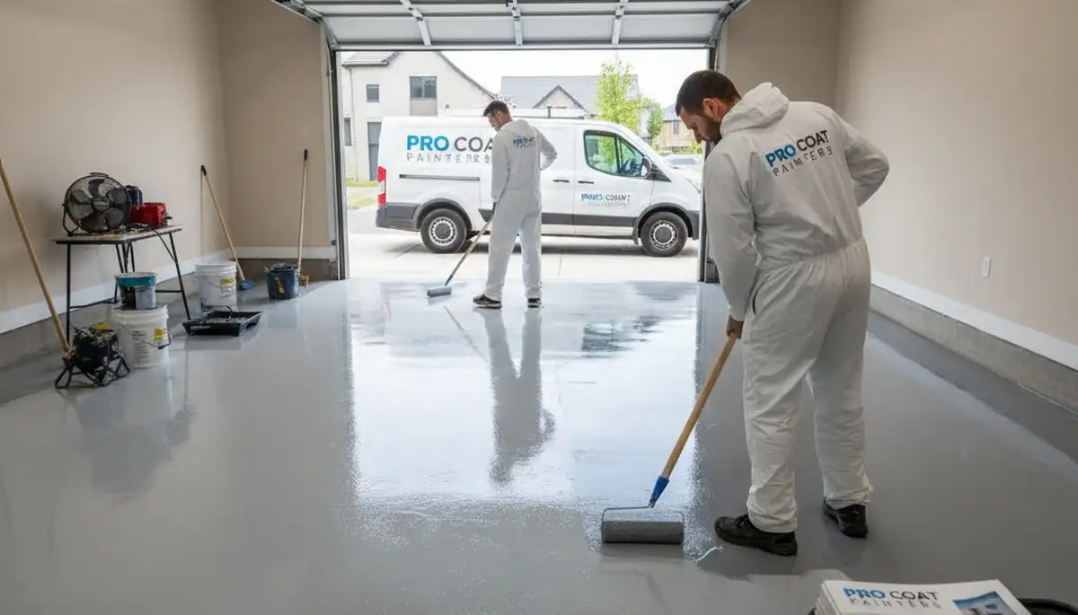 Professional epoxy garage floor coating in Milwaukee, WI by local house painting experts