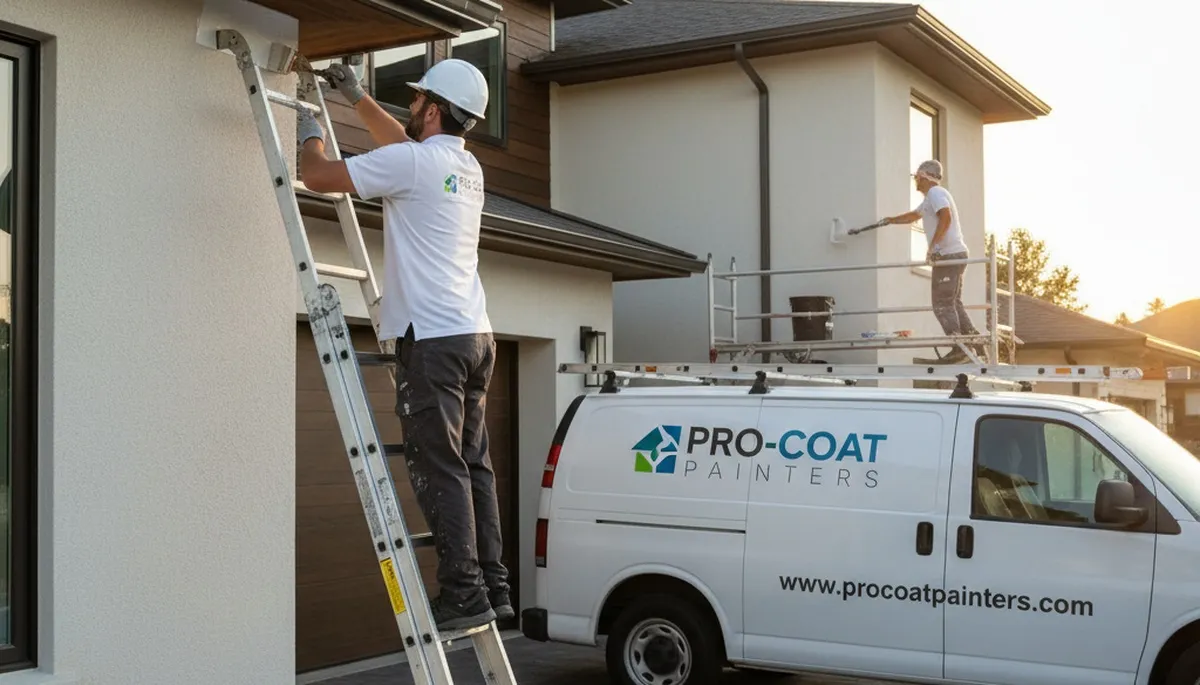 Professional gutter painting on Milwaukee WI home exterior by expert house painters