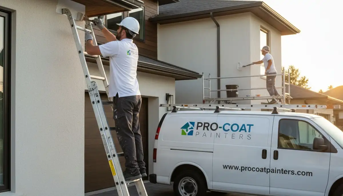Professional gutter painting on Milwaukee WI home exterior by expert house painters