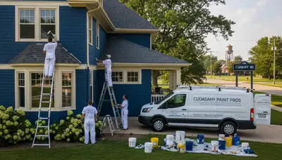 Professional house painters working on exterior home in Milwaukee WI