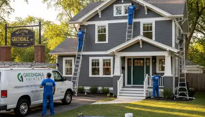 Professional house painters working on exterior home in Milwaukee WI