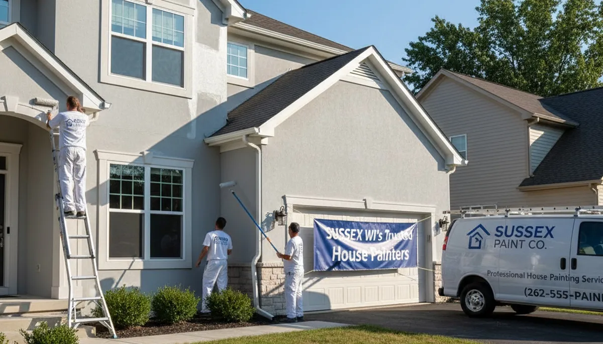 Milwaukee, WI house painters completing professional exterior painting for a local home