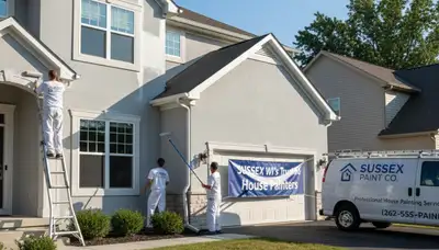 Milwaukee, WI house painters completing professional exterior painting for a local home