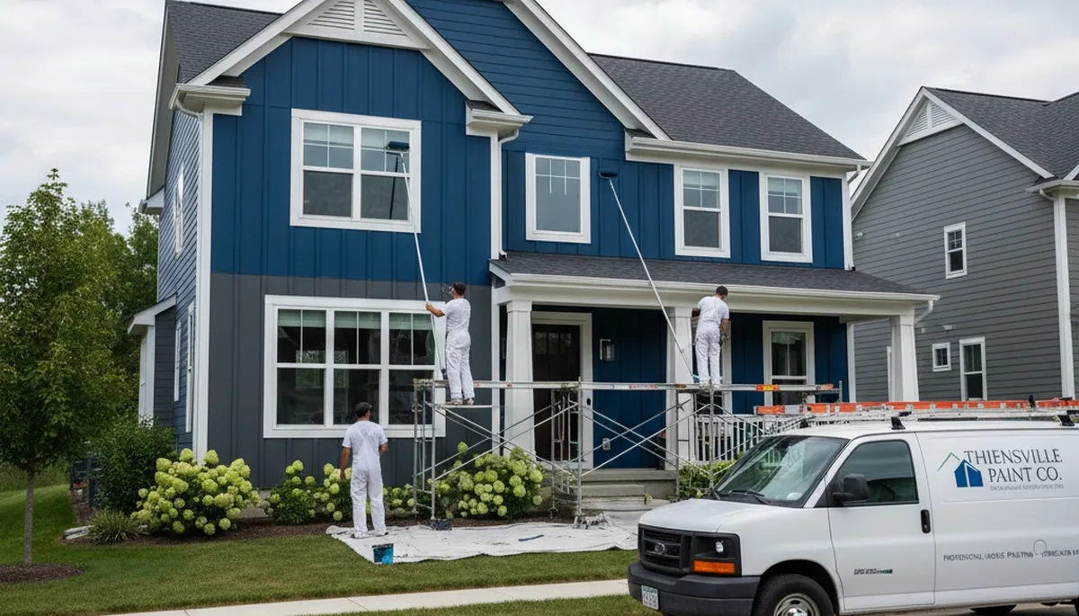 Milwaukee, WI house painters applying professional exterior paint on a home