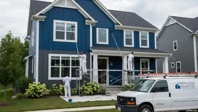 Milwaukee, WI house painters applying professional exterior paint on a home