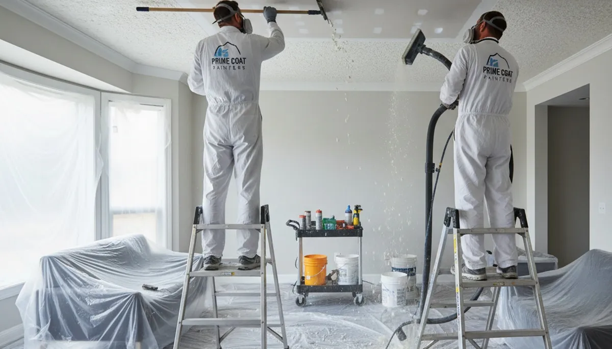 Professional popcorn ceiling removal service in Milwaukee, WI transforming textured ceilings