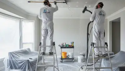 Professional popcorn ceiling removal service in Milwaukee, WI transforming textured ceilings