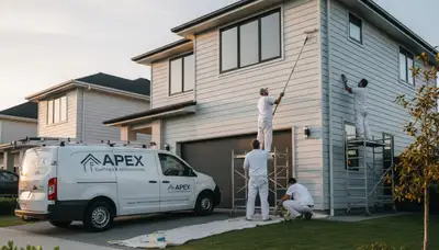 Professional siding painting on Milwaukee WI home exterior by expert house painters