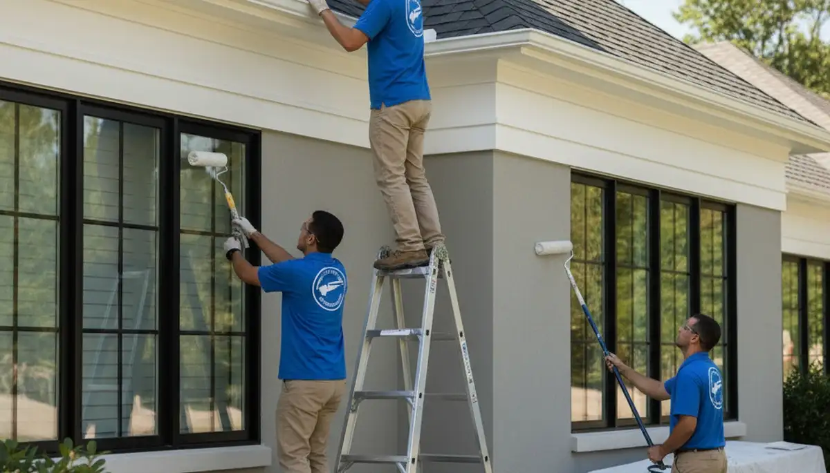 Professional trim and fascia painting on Milwaukee WI home exterior by expert house painters